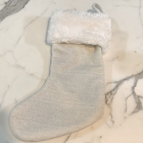 Ivory and Silver Snowflake Stocking - Picture 2 of 2